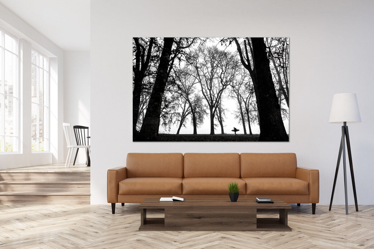 Soul Searcher- A photograph by Mark McInnis above a brown couch.