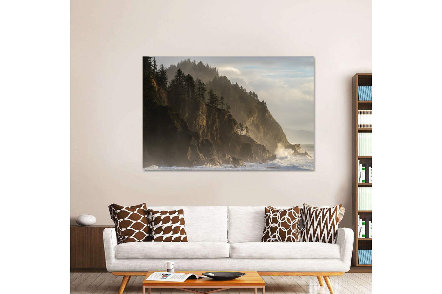 A Brief Window - A photograph by Mark McInnis hung above a couch.