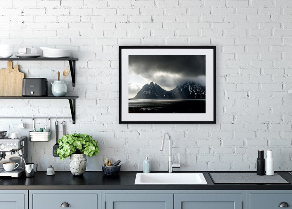Broken- A photograph by Mark McInnis framed above a kitchen sink.