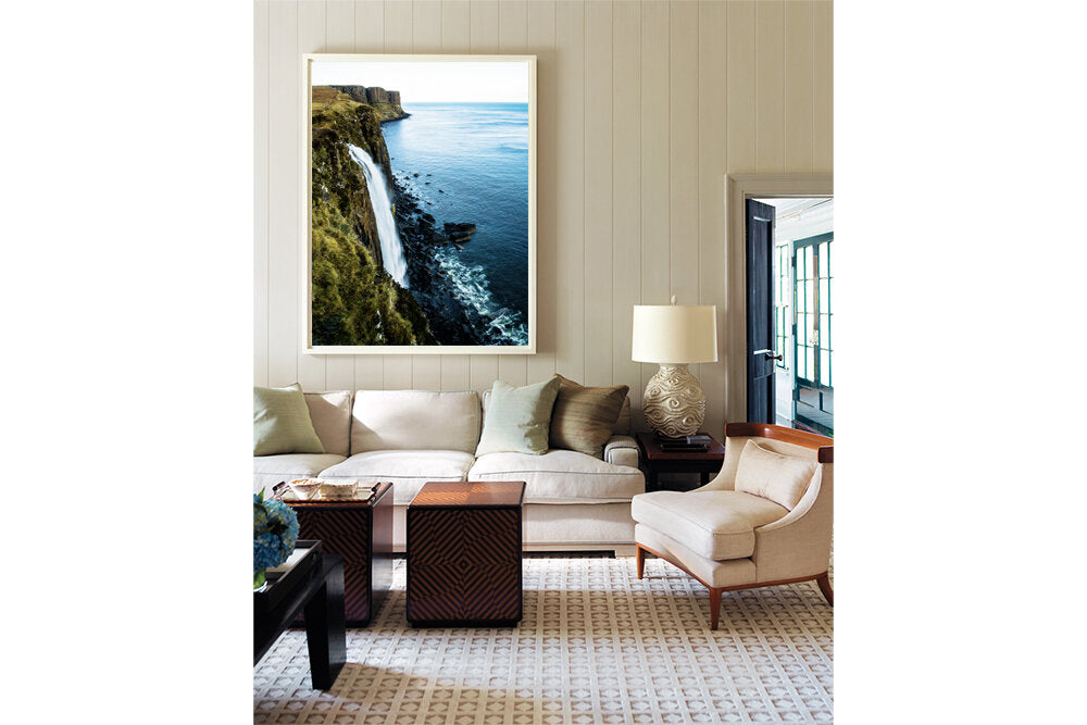 To Meet the Sea- a photo by Mark McInnis in a white frame- above a couch.