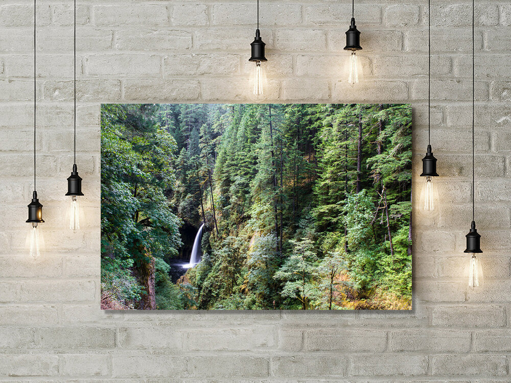 Gorgeous Gorge- A photograph by Mark McInnis hung on a brick wall.